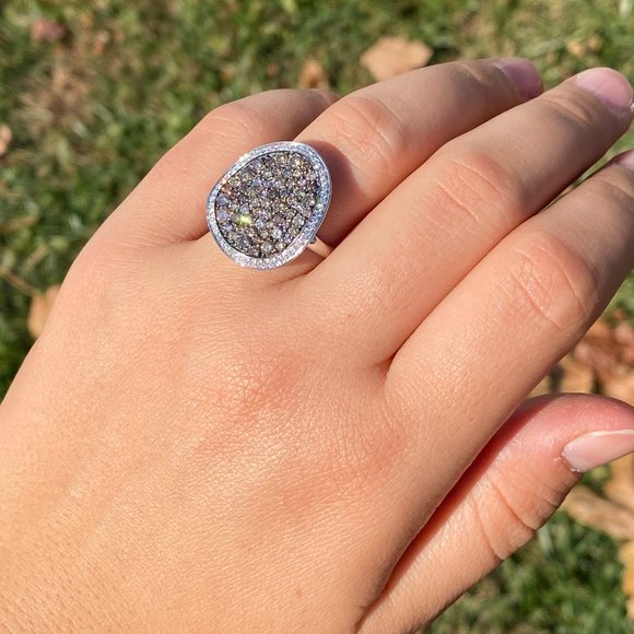 Zeghani Signed Colored Diamond and White Diamond Cocktail Ring - Picture 9 of 10